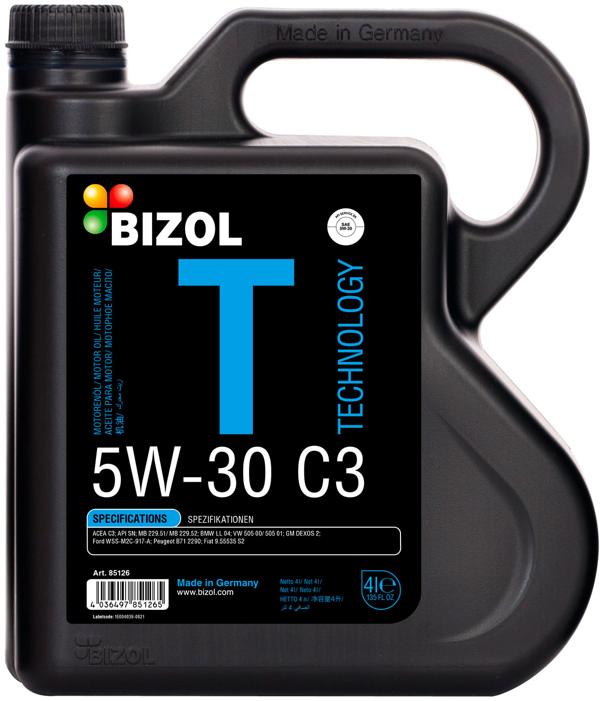 Моторное масло синтетическое BIZOL Technology C3 5W-30 4л