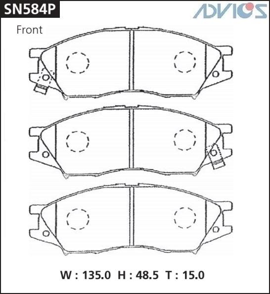 Колодки тормозные дисковые ADVICS SN584P