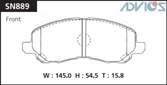 Колодки тормозные дисковые ADVICS SN889