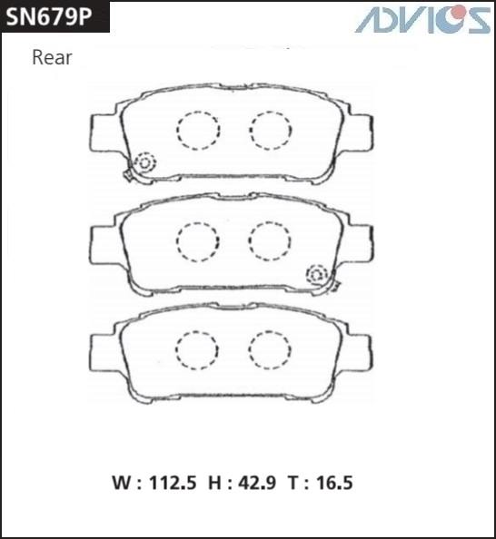 Колодки тормозные дисковые ADVICS SN679 / PF-1449