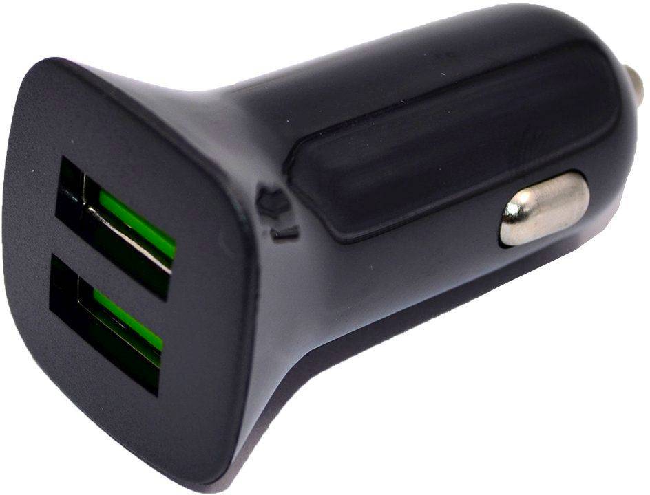 Зарядное устройство (адаптер) 12/24V USBx2 (3.1A) DENMEN DZ06 Black
