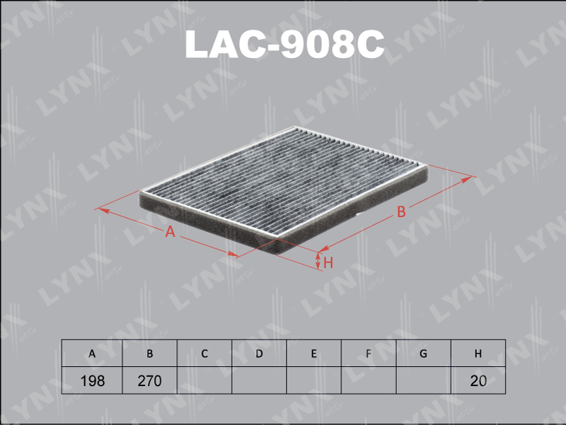 Фильтр салонный LYNX LAC-908C / CU 2138 MC-2010