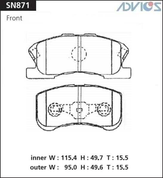 Колодки тормозные дисковые ADVICS SN871