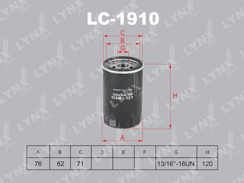 Фильтр очистки масла LYNX LC-1910 / C-117 / OC 571