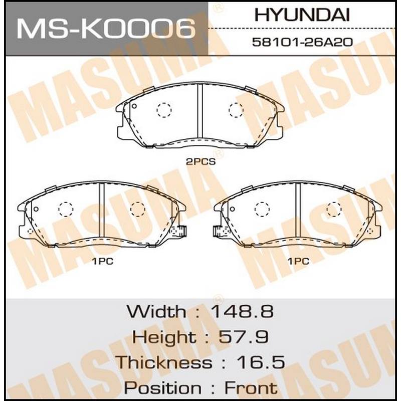 Колодки тормозные дисковые MASUMA MS-K0006