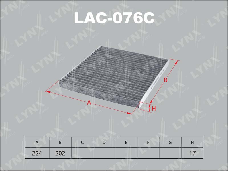 Фильтр салонный LYNX LAC-076C / CU 2336 / CF-932C MC K 3018