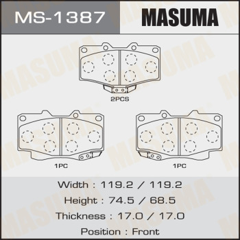 Колодки тормозные дисковые MASUMA MS-1387