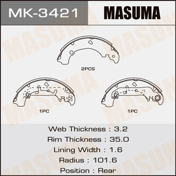 Колодки барабанные Masuma MK-3421