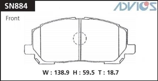 Колодки тормозные дисковые ADVICS SN884