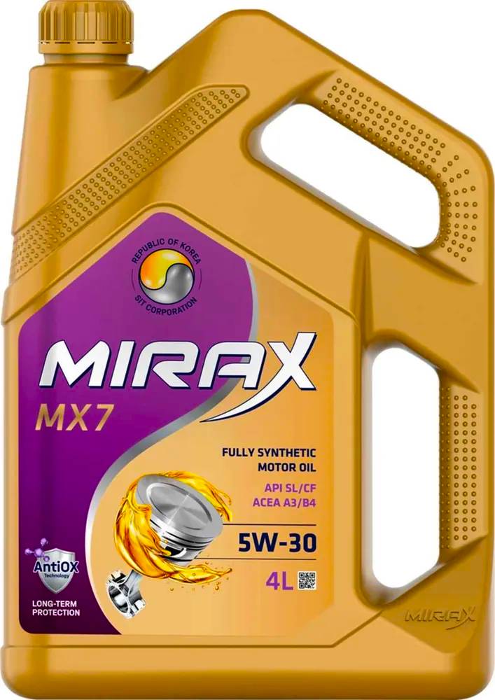 Моторное масло MIRAX MX7 5W30 A3/B4 SL/CF синтетика 4л
