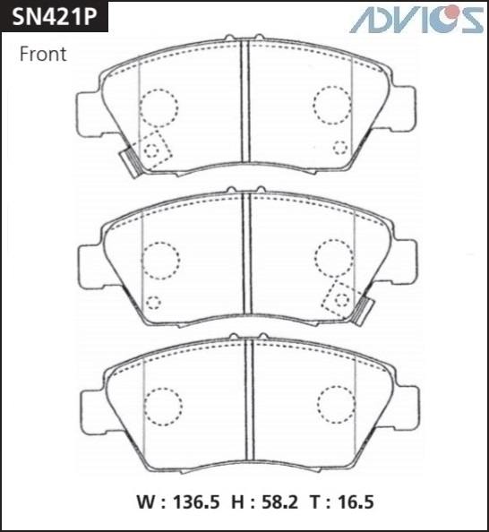 Колодки тормозные дисковые ADVICS SN421P