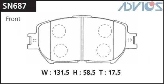 Колодки тормозные дисковые ADVICS SN687