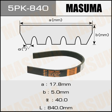 Ремень поликлиновый MASUMA 5PK-840