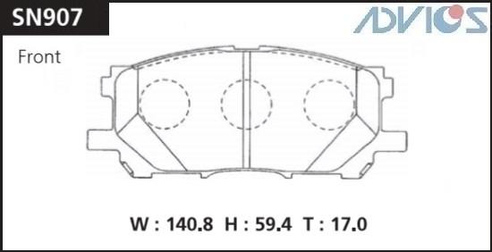 Колодки тормозные дисковые ADVICS SN907 advics