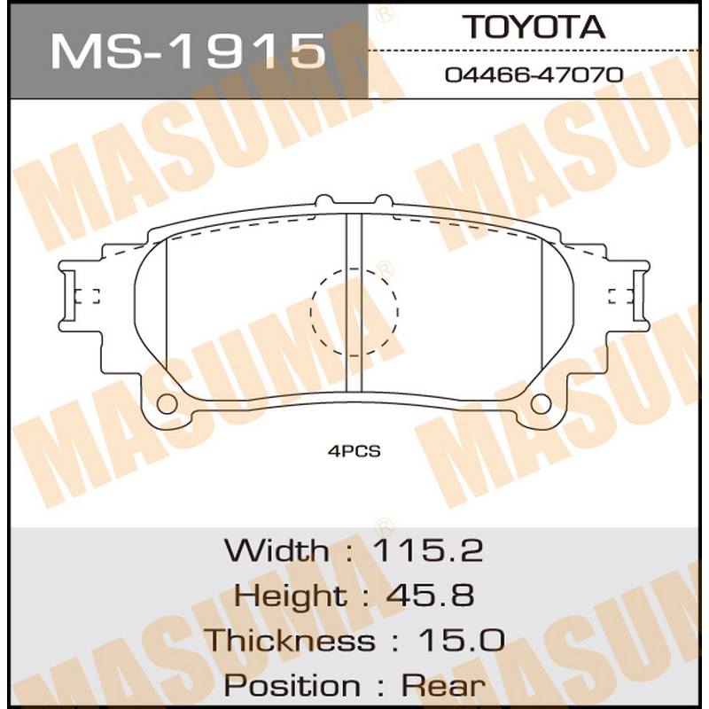 Колодки тормозные дисковые MASUMA MS-1915
