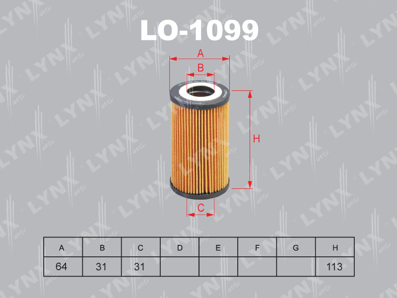 Фильтр очистки масла LYNX LO-1099 / HU719/5x