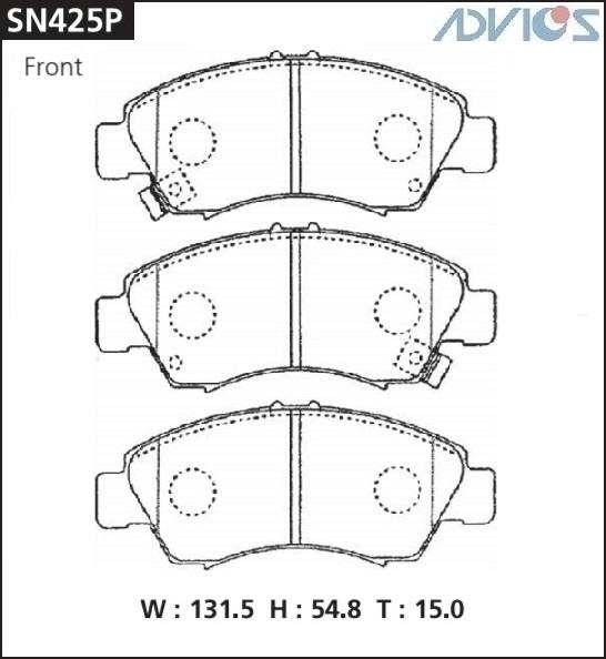 Колодки тормозные дисковые ADVICS SN425P