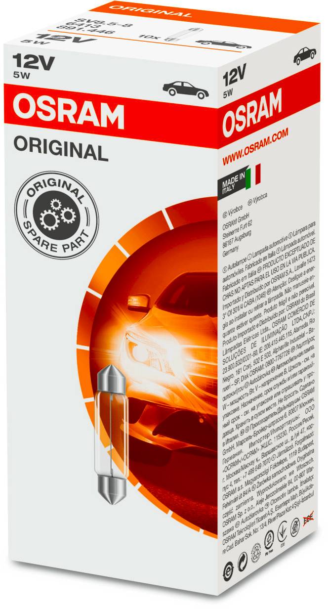 Автолампа OSRAM 6413 Fest T11*43 12V 5W
