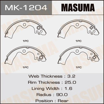 Колодки барабанные Masuma MK-1204
