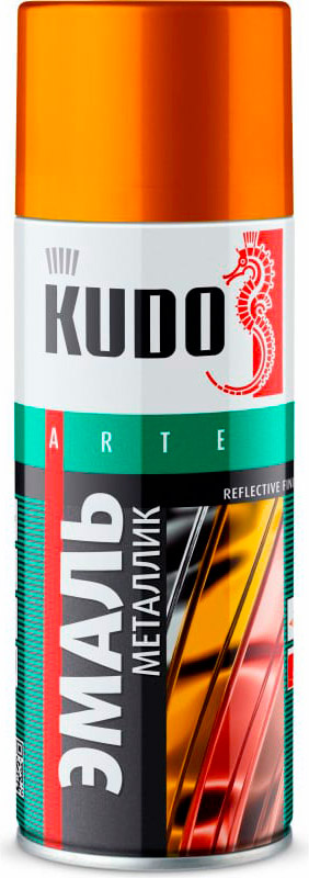 Аэрозольная краска в баллончике KUDO высокопрочная алкидная универсальная золото 520 мл. KU-1028
