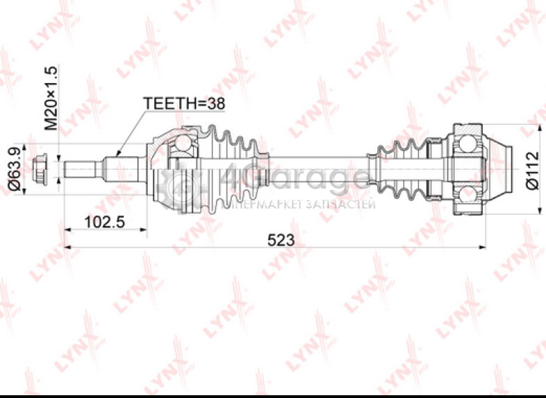 Привод в сборе перед правый/левый LYNXauto CD-1167