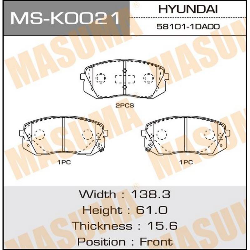 Колодки тормозные дисковые MASUMA MS-K0021