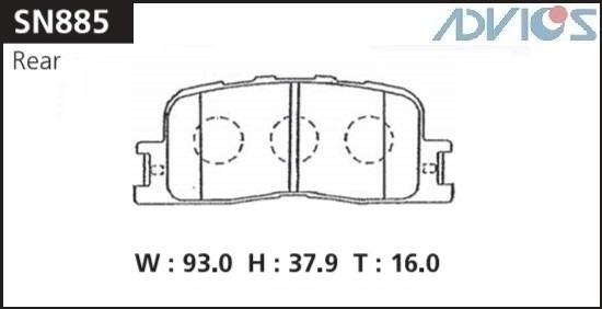 Колодки тормозные дисковые ADVICS SN885