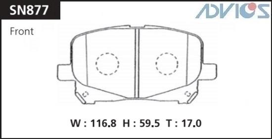 Колодки тормозные дисковые ADVICS SN877