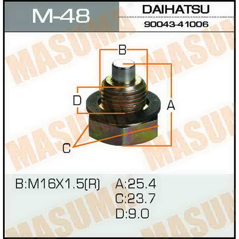 Болт (пробка) маслосливной Masuma с магнитом M16x1.5, M-48