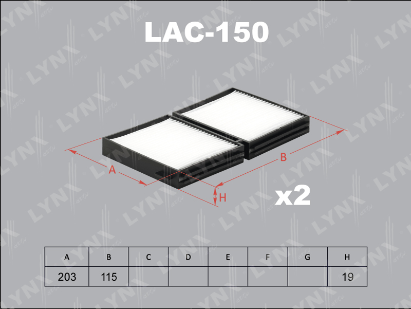 Фильтр салонный LYNX LAC-150 / MC-2005