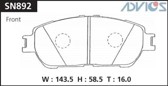 Колодки тормозные дисковые ADVICS SN892