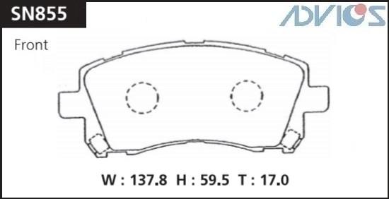 Колодки тормозные дисковые ADVICS SN855