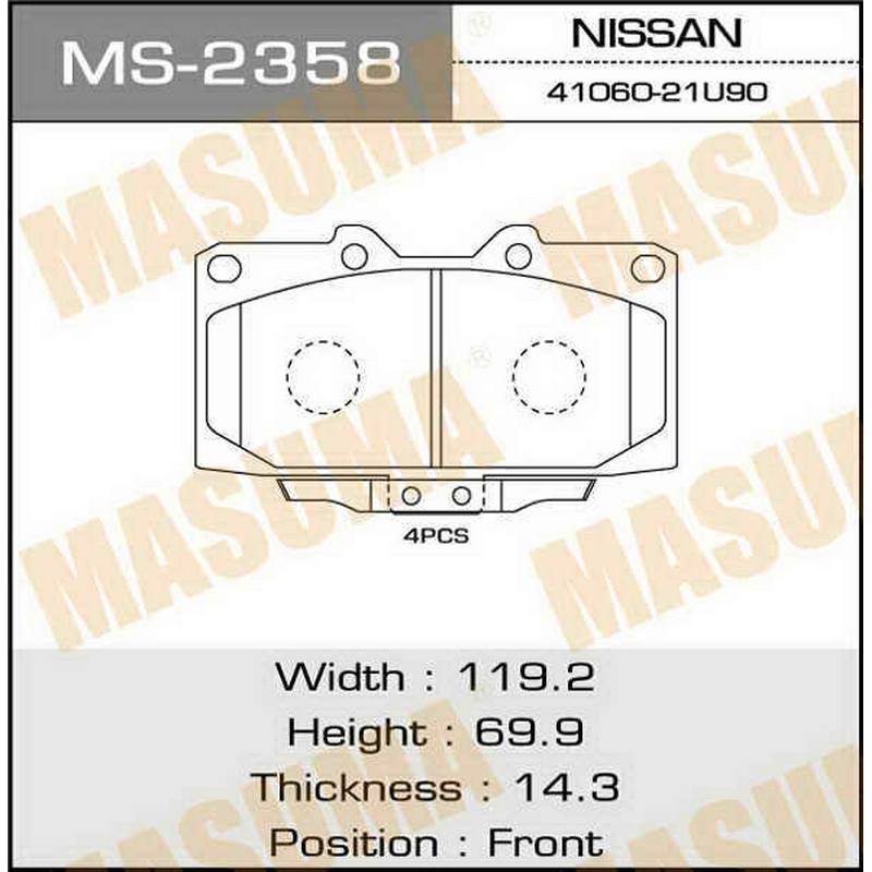 Колодки тормозные дисковые MASUMA MS-2358