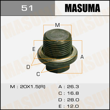Болт маслосливной Masuma 51