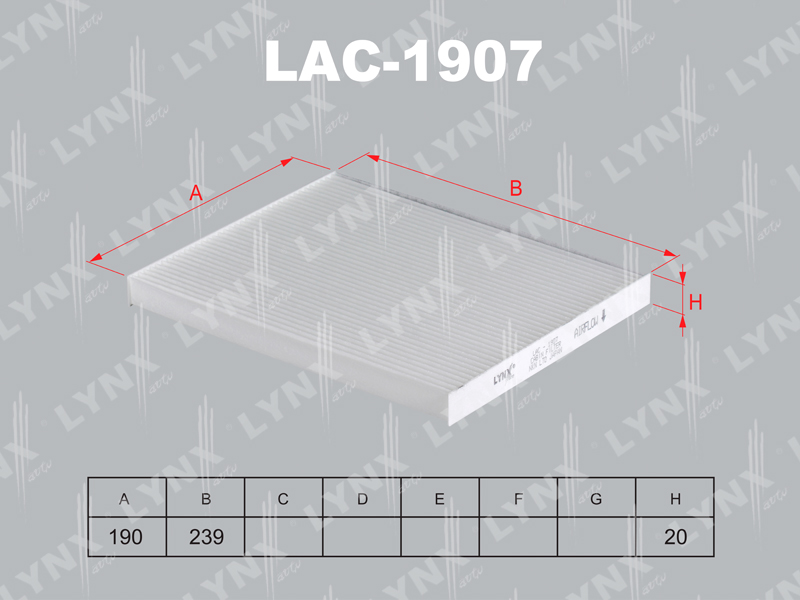 Фильтр салонный LYNX LAC-1907 / CU 24 004