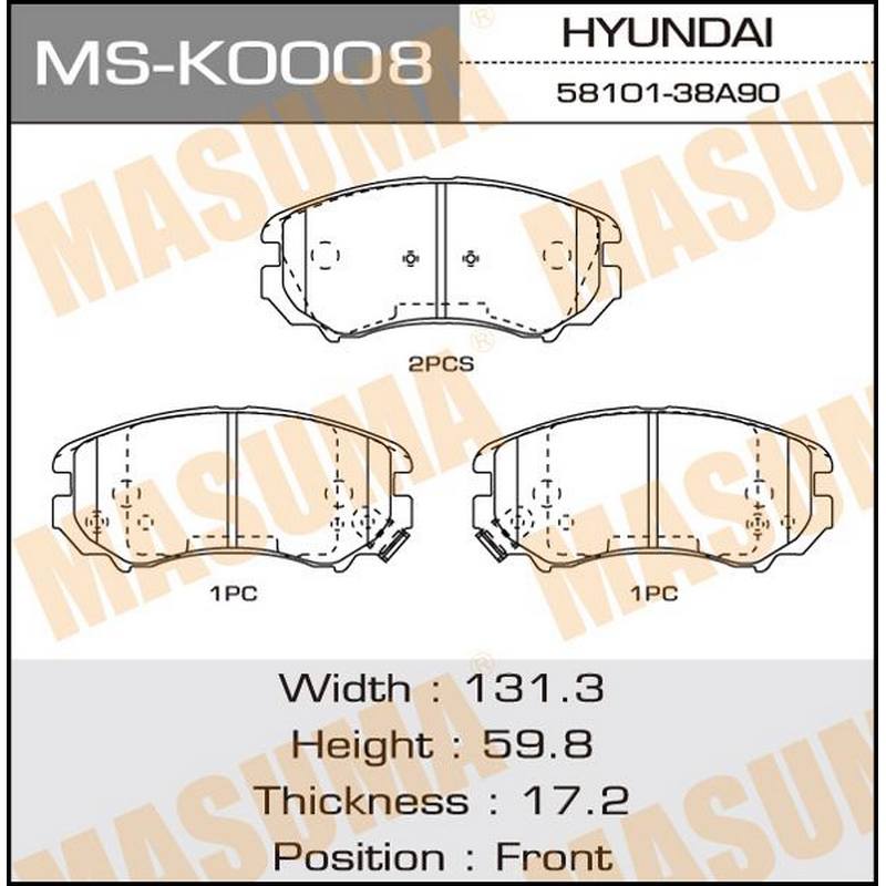 Колодки тормозные дисковые MASUMA MS-K0008