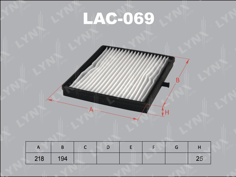 Фильтр салонный LYNX LAC-069 / CU 1719