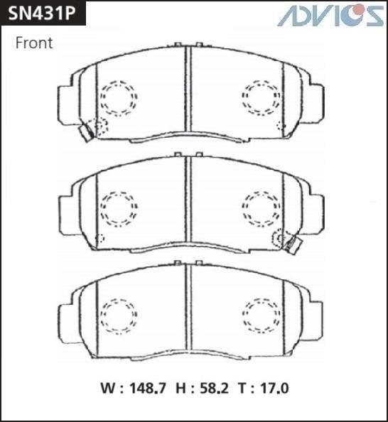 Колодки тормозные дисковые ADVICS SN431P / PF-8445