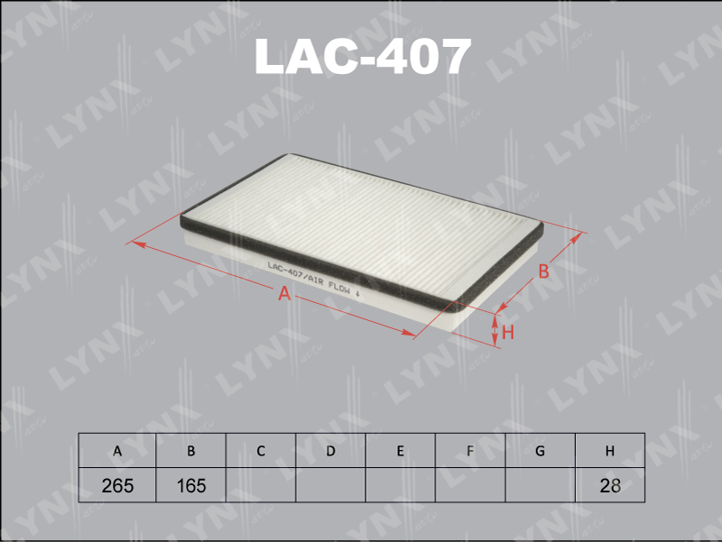 Фильтр салонный LYNX LAC-407 / CUK 2746