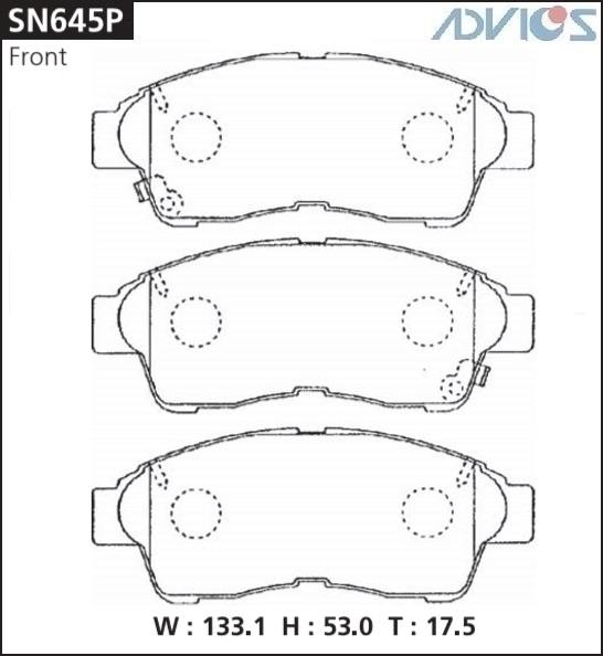 Колодки тормозные дисковые ADVICS SN645P