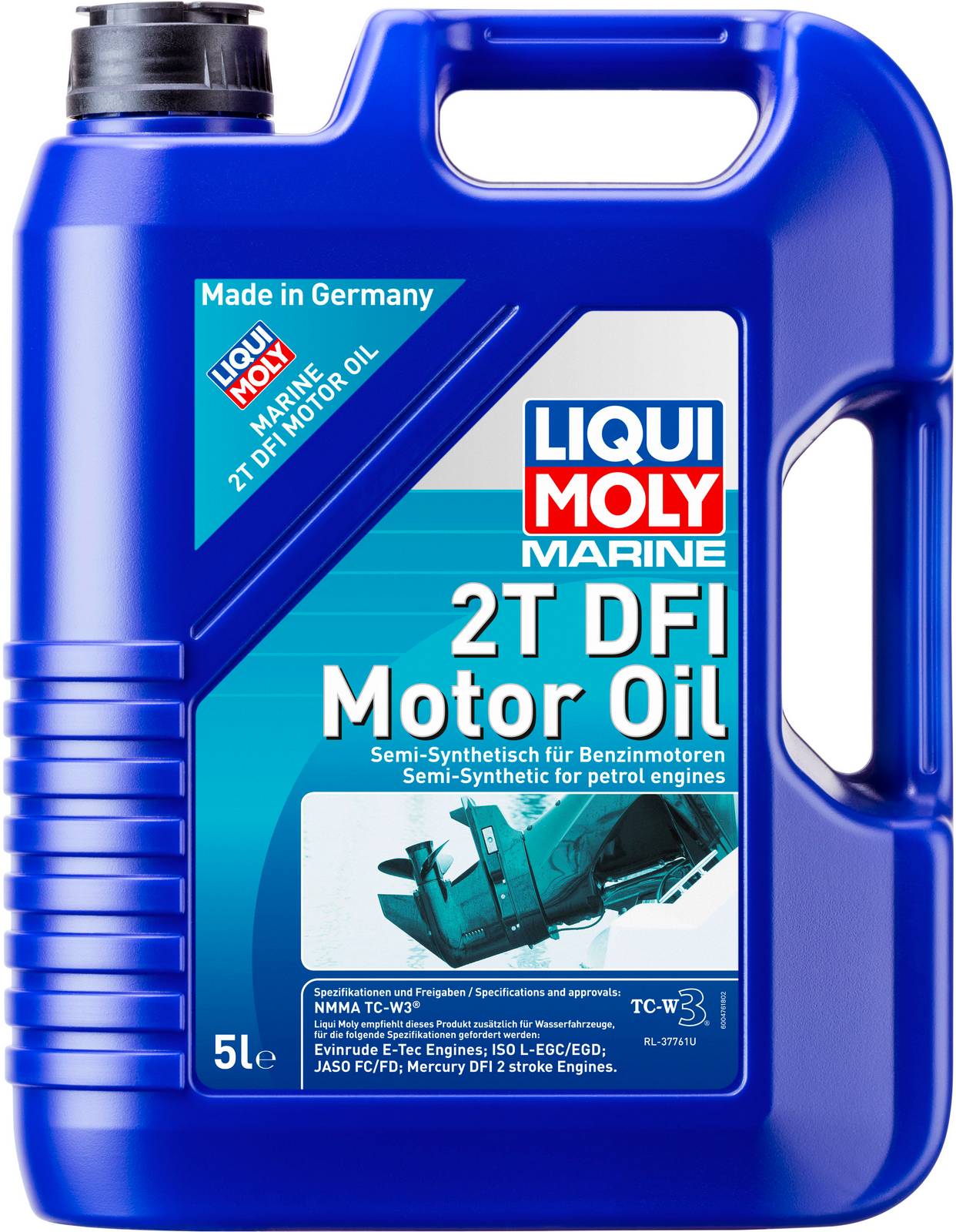 Моторное масло для водной техники Liqui Moly Marine 2T DFI Motor Oil 5л + трансмиссионное масло Marine Gear Oil 80W-90 0,25л в Подарок