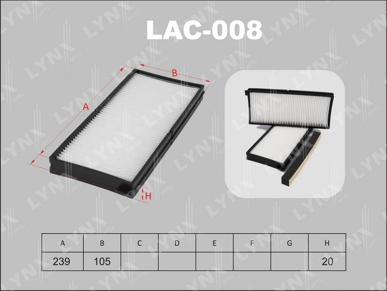 Фильтр салонный LYNX LAC-008 / CU 25 212 (2шт)
