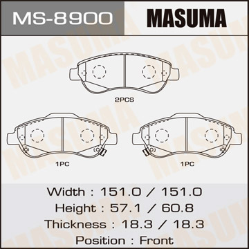 Колодки тормозные дисковые MASUMA MS-8900
