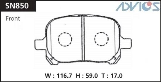 Колодки тормозные дисковые ADVICS SN850