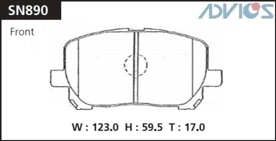 Колодки тормозные дисковые ADVICS SN890