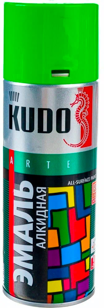Аэрозольная краска в баллончике KUDO высокопрочная алкидная универсальная салатовый 520 мл. KU-10088