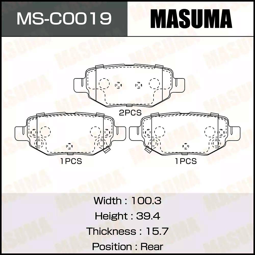Колодки тормозные дисковые MASUMA MS-C0019