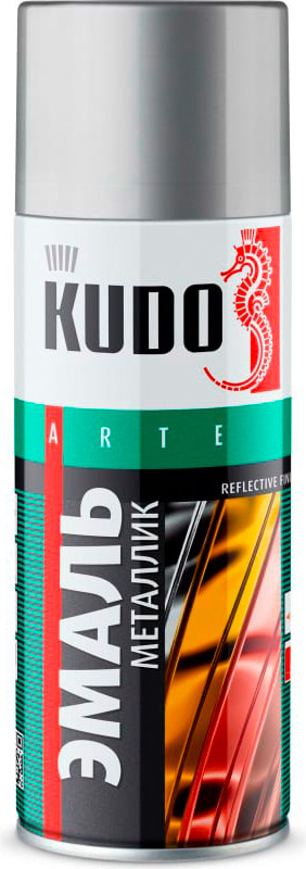 Аэрозольная краска в баллончике KUDO высокопрочная алкидная универсальная хром 520 мл. KU-1027