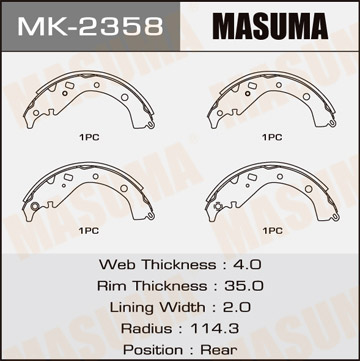 Колодки барабанные Masuma MK-2358