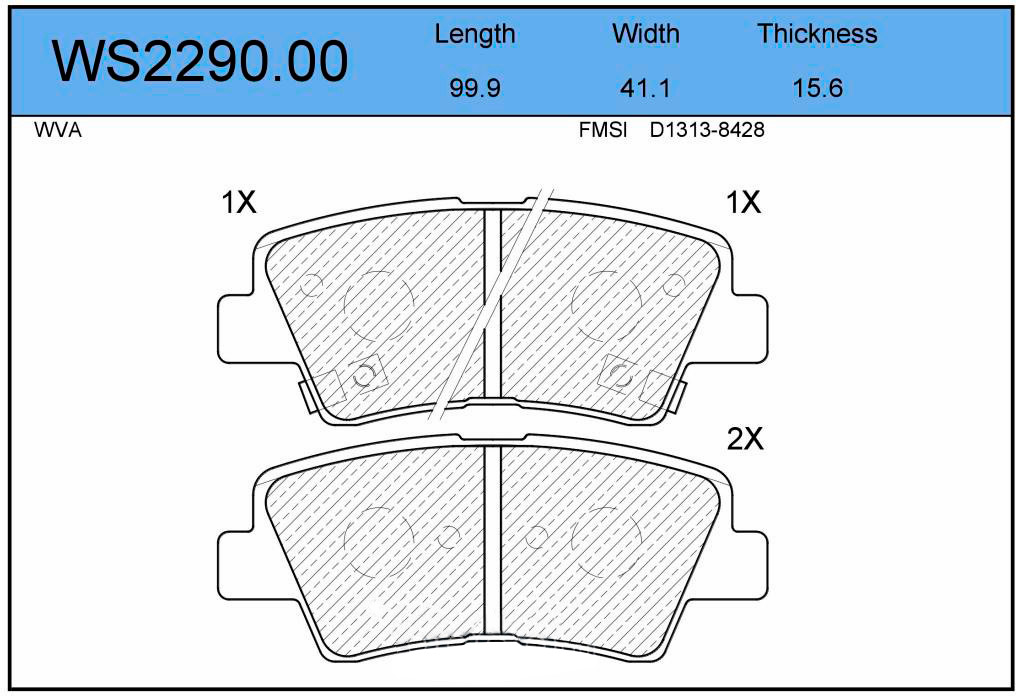 Колодки тормозные дисковые JEENICE WS2290.00